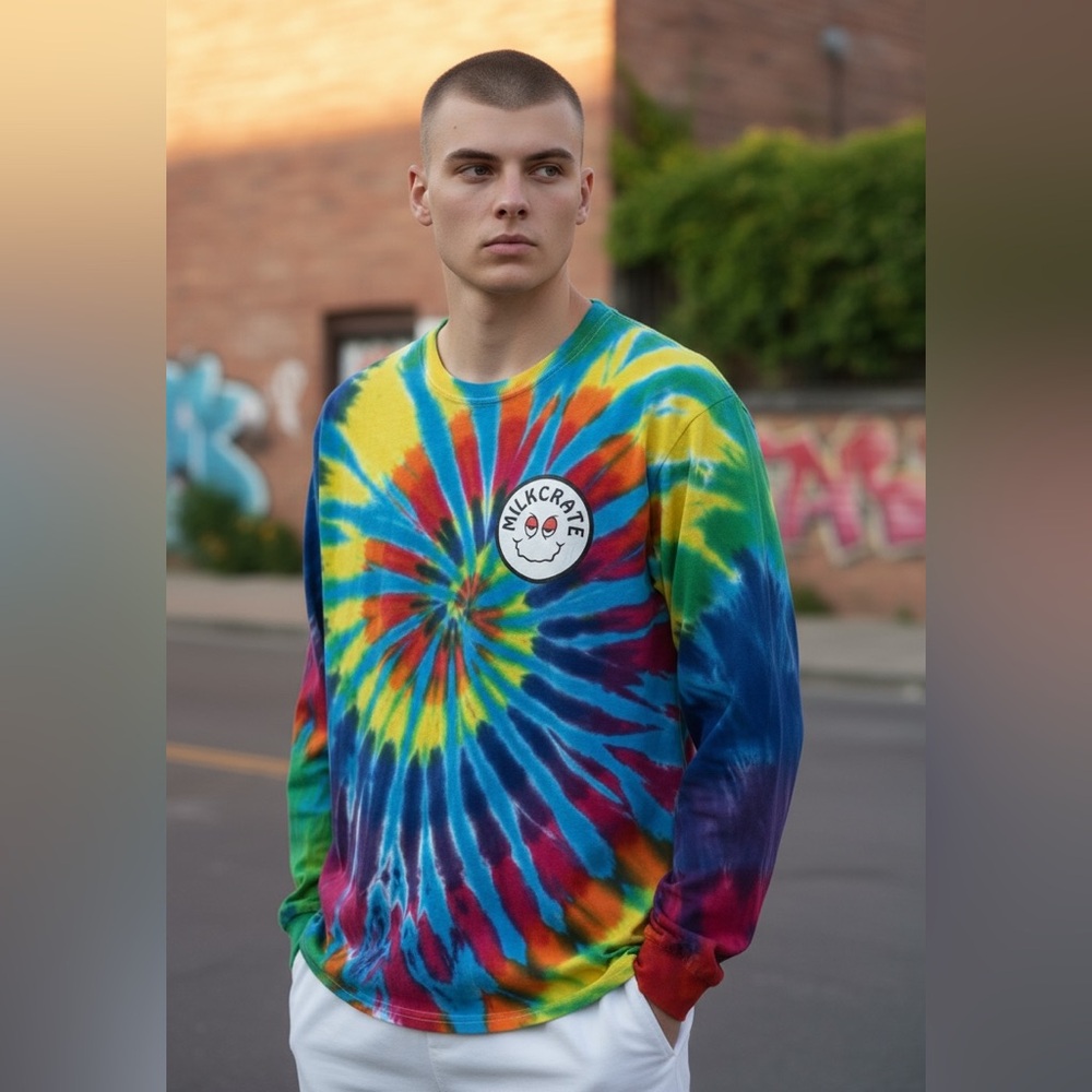 Milkcrate Athletics Tie Dye Long Sleeve Shirt NYC Surface Division Size Med